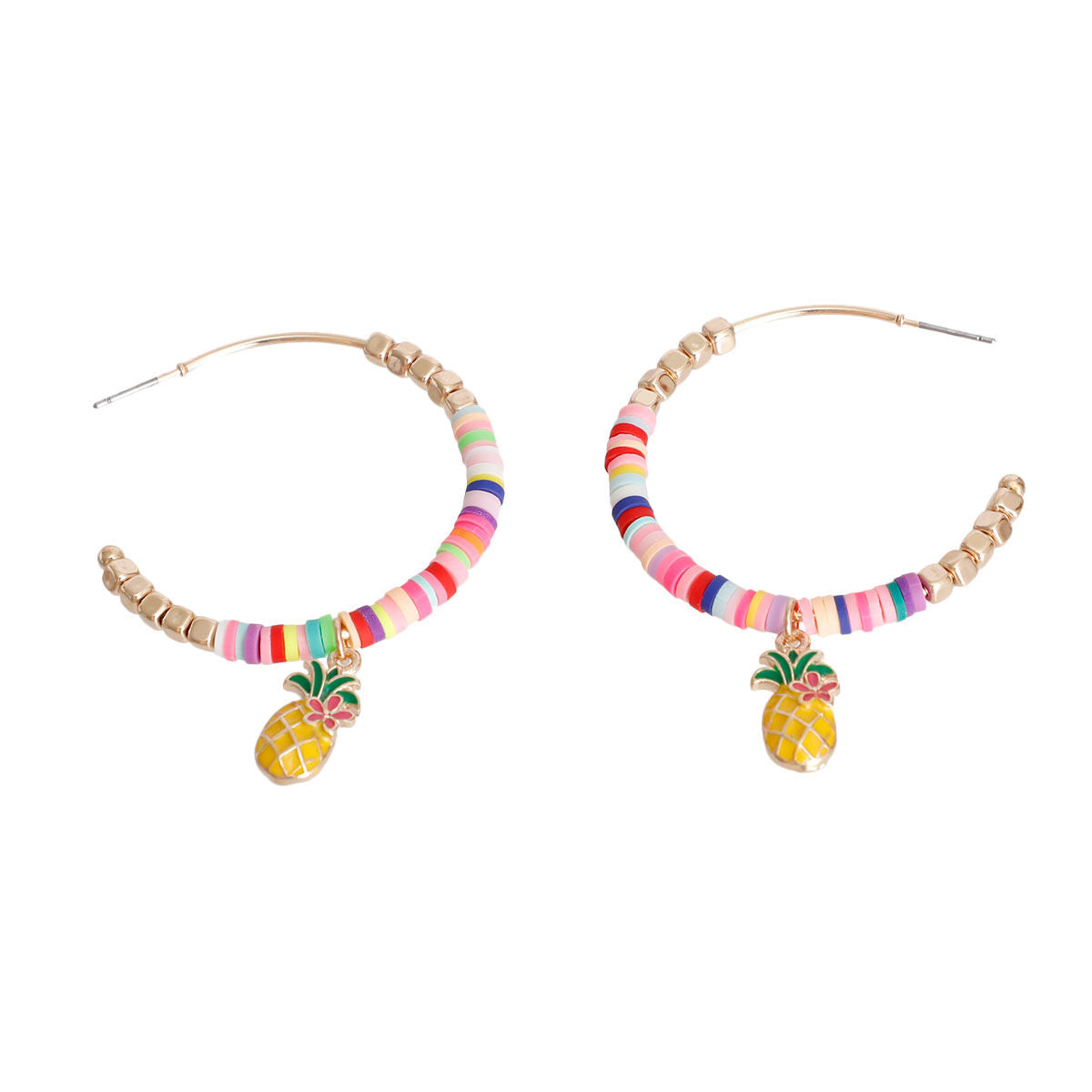 Multi Color Disc Pineapple Hoops|1.75 inches - Premium Wholesale Jewelry from Pinktown - Just $12! Shop now at chiquestyles