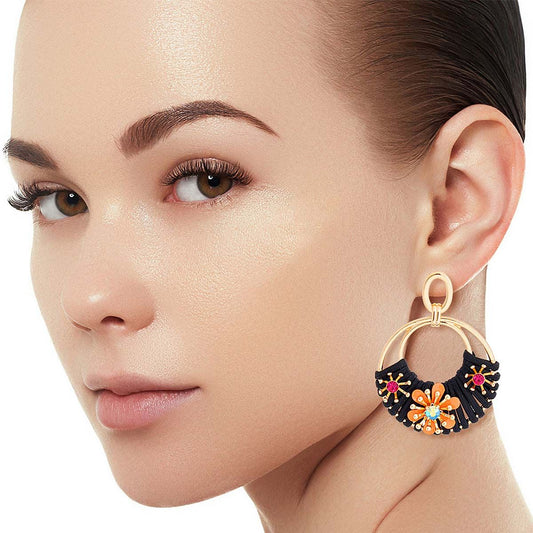 Coral Flower Round Earrings|2 inches - Premium Wholesale Jewelry from Pinktown - Just $11! Shop now at chiquestyles