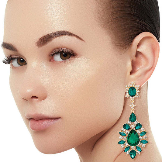 Teardrop Green Earrings|3.15 inches - Premium Wholesale Jewelry from Pinktown - Just $12! Shop now at chiquestyles