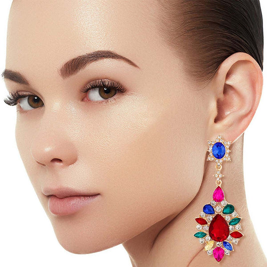 Teardrop Multi Color Earrings|3.15 inches - Premium Wholesale Jewelry from Pinktown - Just $12! Shop now at chiquestyles