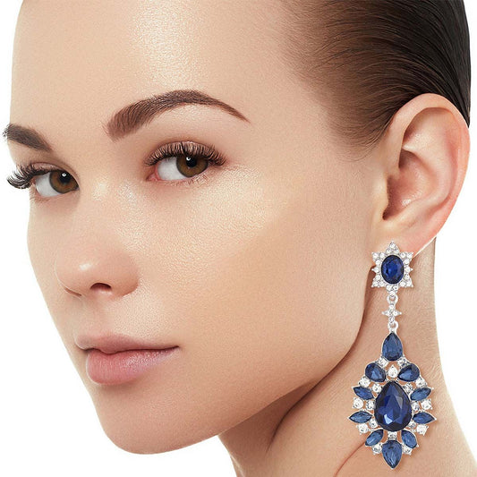 Teardrop Navy Earrings|3.15 inches - Premium Wholesale Jewelry from Pinktown - Just $12! Shop now at chiquestyles