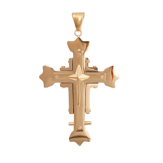 Gold Stainless Steel Cross Pendant|2.65 x 1.65 inches - Premium Wholesale Jewelry from Pinktown - Just $20! Shop now at chiquestyles