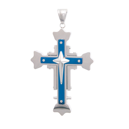 Silver Stainless Steel Cross Pendant|2.65 x 1.65 inches - Premium Wholesale Jewelry from Pinktown - Just $20! Shop now at chiquestyles