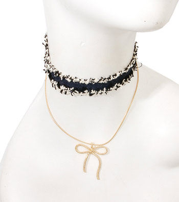 Ripped Denim Choker|15 inches - Premium Wholesale Jewelry from Pinktown - Just $9! Shop now at chiquestyles