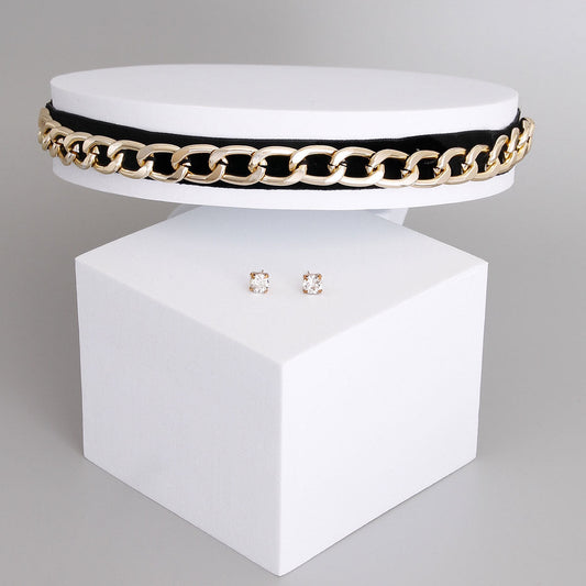 Metal with Leather Choker|15 inches - Premium Wholesale Jewelry from Pinktown - Just $7! Shop now at chiquestyles