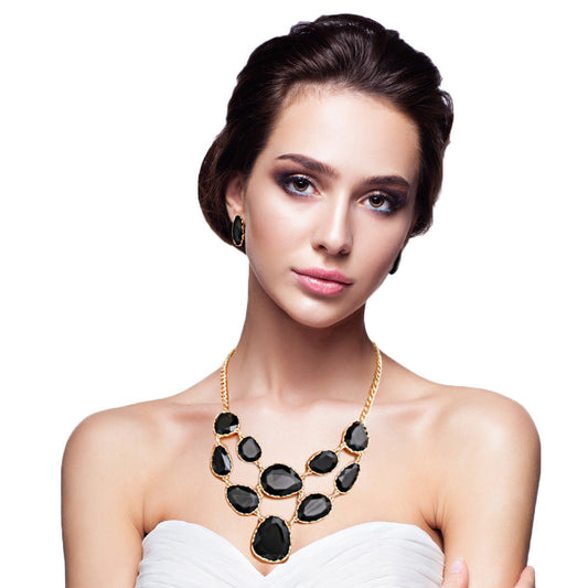 Short Necklace Irregular Resin Teardrop inset|18 Inches - Premium Wholesale Jewelry from Pinktown - Just $15! Shop now at chiquestyles