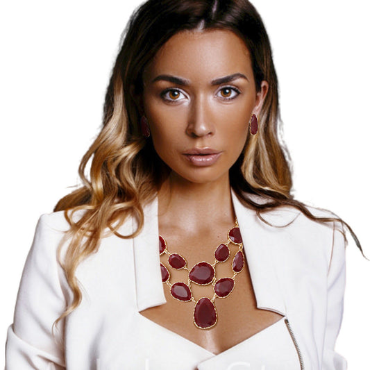 Short Necklace Irregular Resin Teardrop inset|18 Inches - Premium Wholesale Jewelry from Pinktown - Just $15! Shop now at chiquestyles