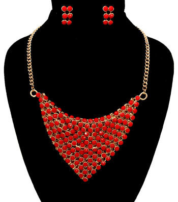 Red Bead Scarf Necklace Set|18 inches - Premium Wholesale Jewelry from Pinktown - Just $13! Shop now at chiquestyles