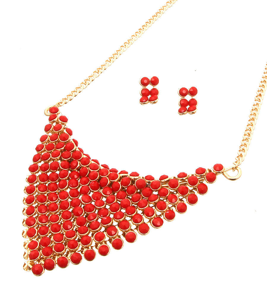 Red Bead Scarf Necklace Set|18 inches - Premium Wholesale Jewelry from Pinktown - Just $13! Shop now at chiquestyles