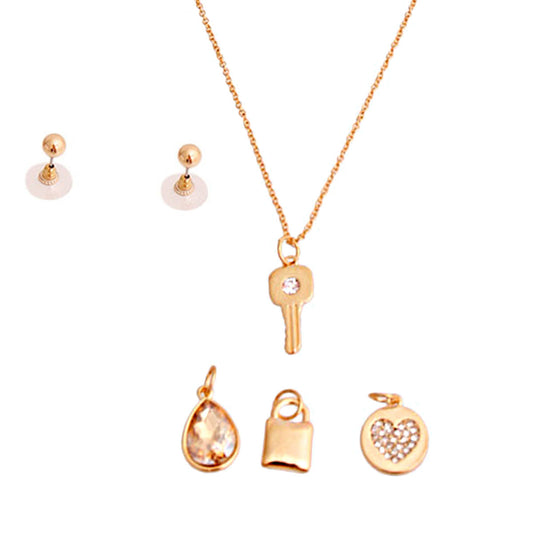 Gold Interchangable Love Charm Necklace|17 inches - Premium Wholesale Jewelry from Pinktown - Just $10! Shop now at chiquestyles