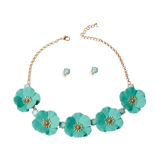 Mint Flower Necklace Set|18 inches - Premium Wholesale Jewelry from Pinktown - Just $16! Shop now at chiquestyles