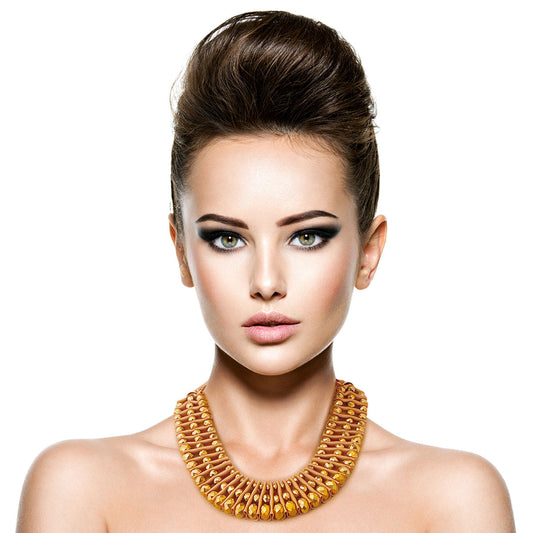Gold Metallic Ruffled Collar Set|18 inches - Premium Wholesale Jewelry from Pinktown - Just $15! Shop now at chiquestyles