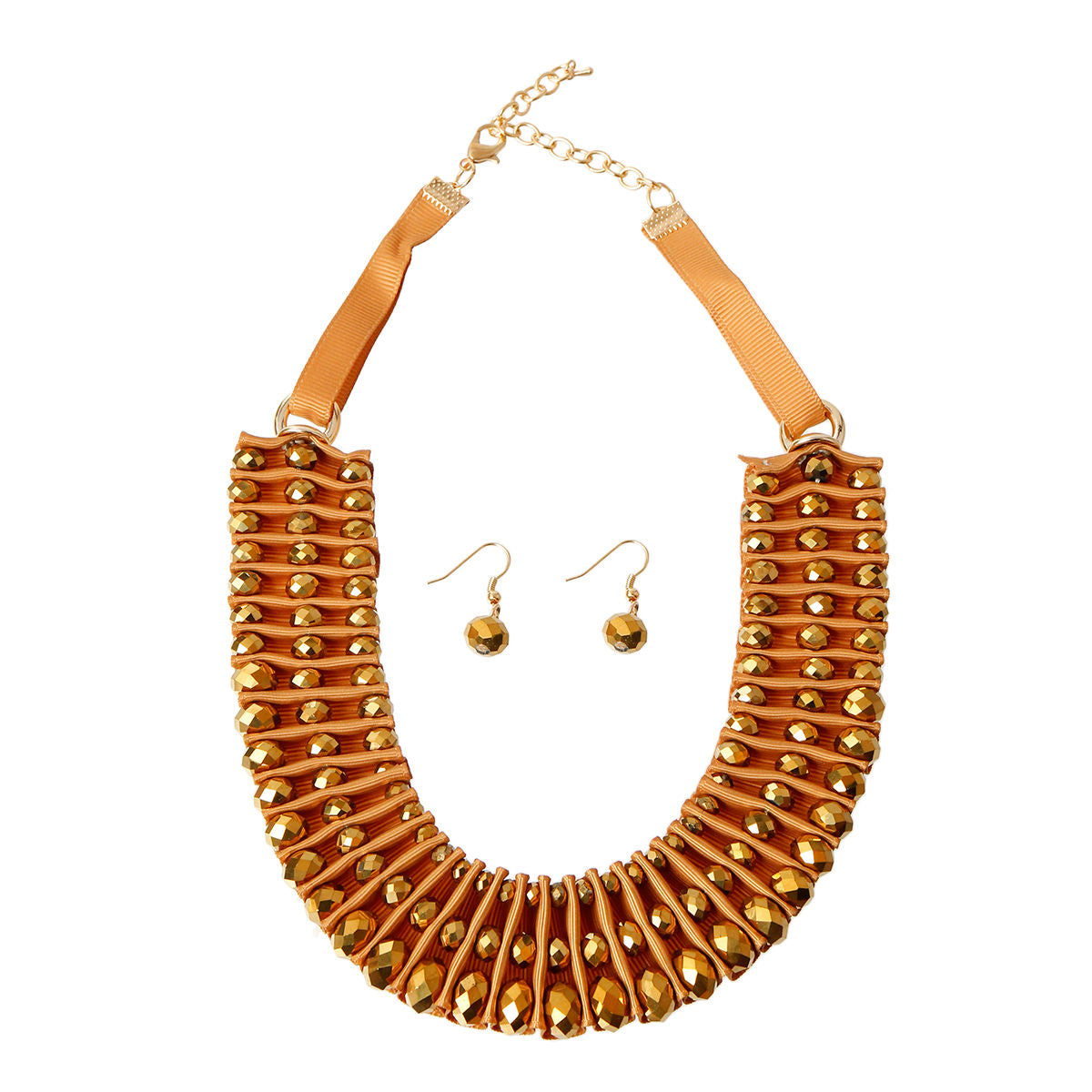 Gold Metallic Ruffled Collar Set|18 inches - Premium Wholesale Jewelry from Pinktown - Just $14! Shop now at chiquestyles