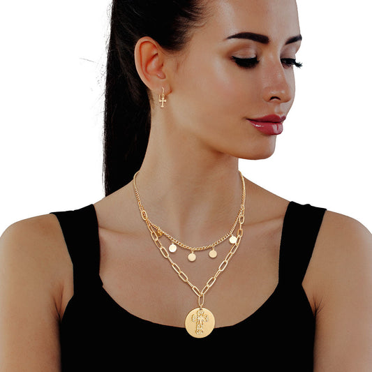 Gold Cross Charm Layered Chain|16.5 inches - Premium Wholesale Jewelry from Pinktown - Just $10! Shop now at chiquestyles