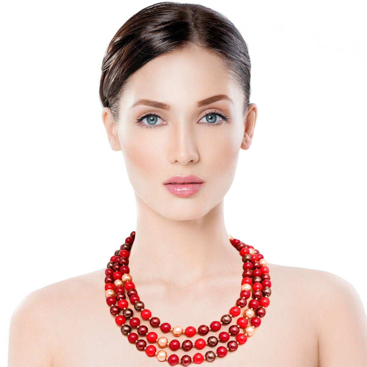 Assorted Red Bead Layered Set|18 inches - Premium Wholesale Jewelry from Pinktown - Just $13! Shop now at chiquestyles