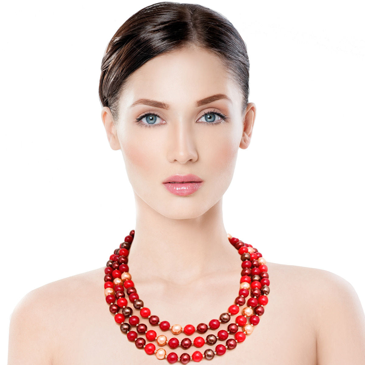 Assorted Red Bead Layered Set|18 inches - Premium Wholesale Jewelry from Pinktown - Just $14! Shop now at chiquestyles