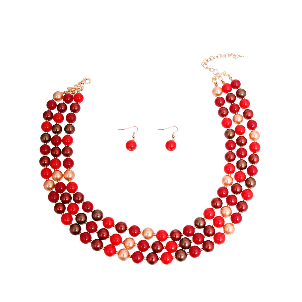Assorted Red Bead Layered Set|18 inches - Premium Wholesale Jewelry from Pinktown - Just $14! Shop now at chiquestyles