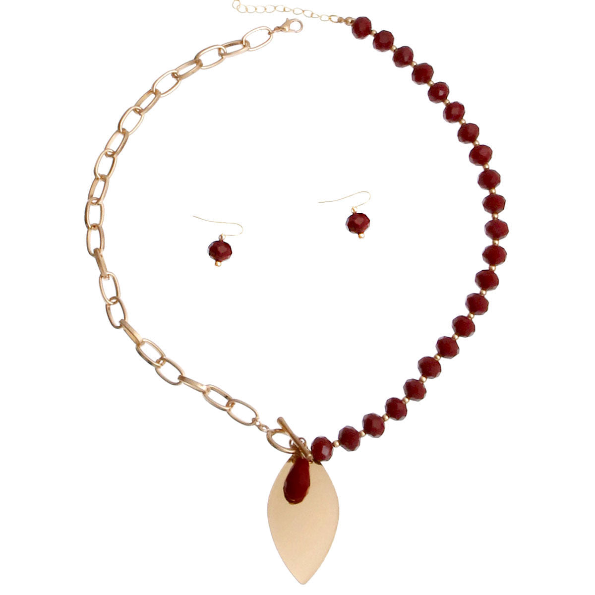 Burgundy Bead Toggle Necklace|19.5 inches - Premium Wholesale Jewelry from Pinktown - Just $12! Shop now at chiquestyles
