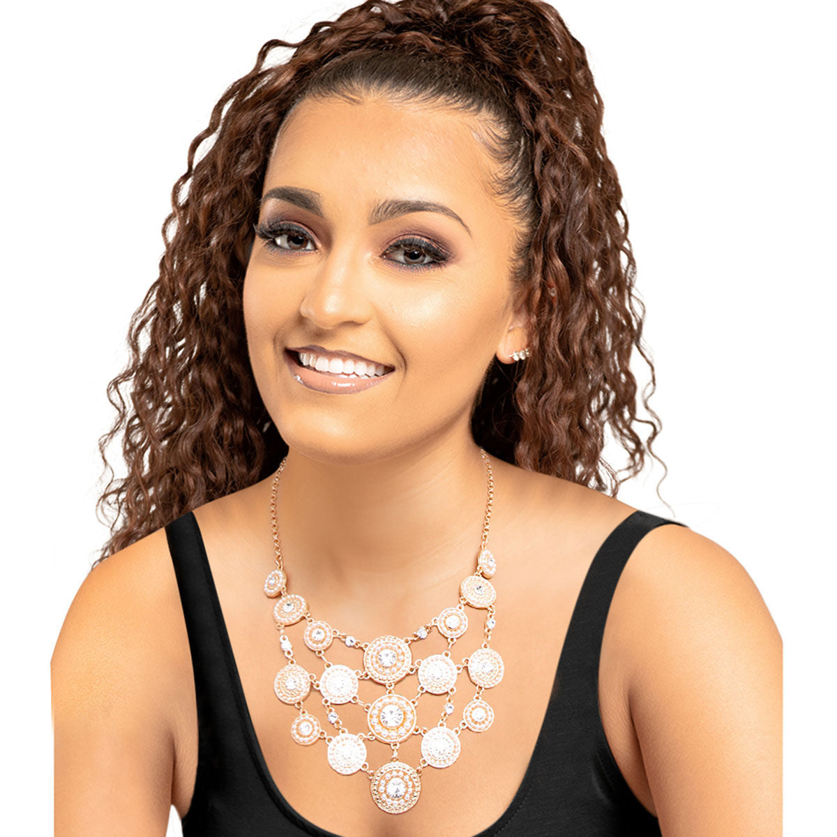 Cream Pearl and Stone Bib Set|18 inches - Premium Wholesale Jewelry from Pinktown - Just $16! Shop now at chiquestyles