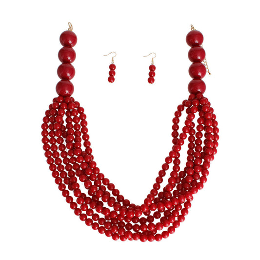 Burgundy Bubble Gum Bead Set|24 inches - Premium Wholesale Jewelry from Pinktown - Just $19! Shop now at chiquestyles