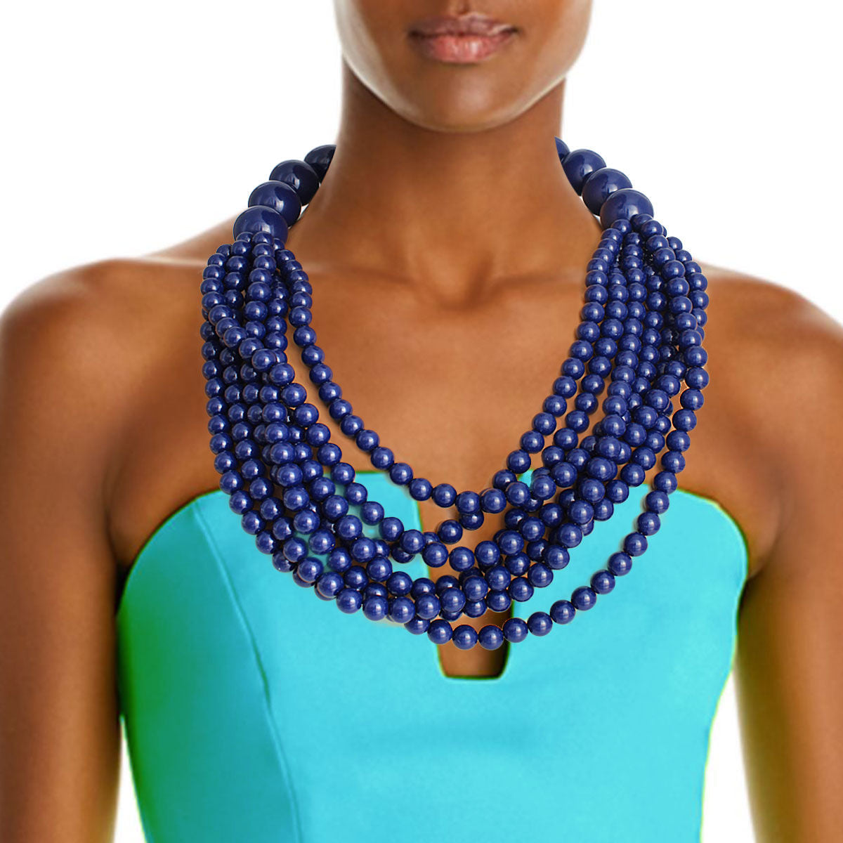 Navy Bubble Gum Bead Set|24 inches - Premium Wholesale Jewelry from Pinktown - Just $19! Shop now at chiquestyles
