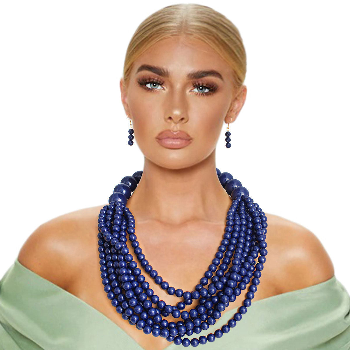 Navy Bubble Gum Bead Set|24 inches - Premium Wholesale Jewelry from Pinktown - Just $19! Shop now at chiquestyles