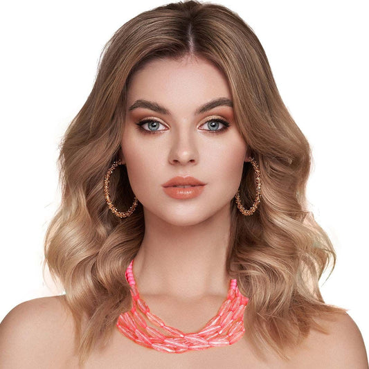 Pink Glass Bead 5 Strand Set|19 inches - Premium Wholesale Jewelry from Pinktown - Just $16! Shop now at chiquestyles