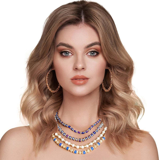 Blue Glass Bead Pearl Set|16.5 inches - Premium Wholesale Jewelry from Pinktown - Just $17! Shop now at chiquestyles