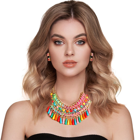 Rainbow Bead Boho Necklace|18.5 inches - Premium Wholesale Jewelry from Pinktown - Just $16! Shop now at chiquestyles