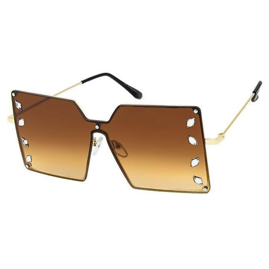 Brown Square Stone Sunglasses|5.5 x 2.25 inches - Premium Wholesale Fashion Accessories from Pinktown - Just $15! Shop now at chiquestyles