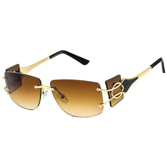 Brown Rimless Temple Sunglasses|5.25 x 1.75 inches - Premium Wholesale Fashion Accessories from Pinktown - Just $17! Shop now at chiquestyles