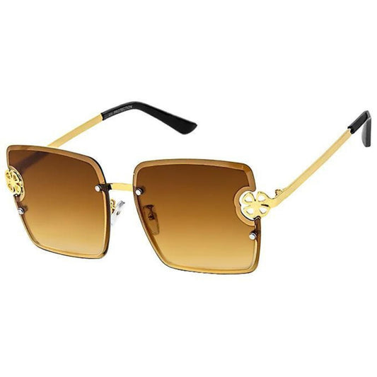 Brown Square Clover Sunglasses|5.5 x 2.25 inches - Premium Wholesale Fashion Accessories from Pinktown - Just $13! Shop now at chiquestyles