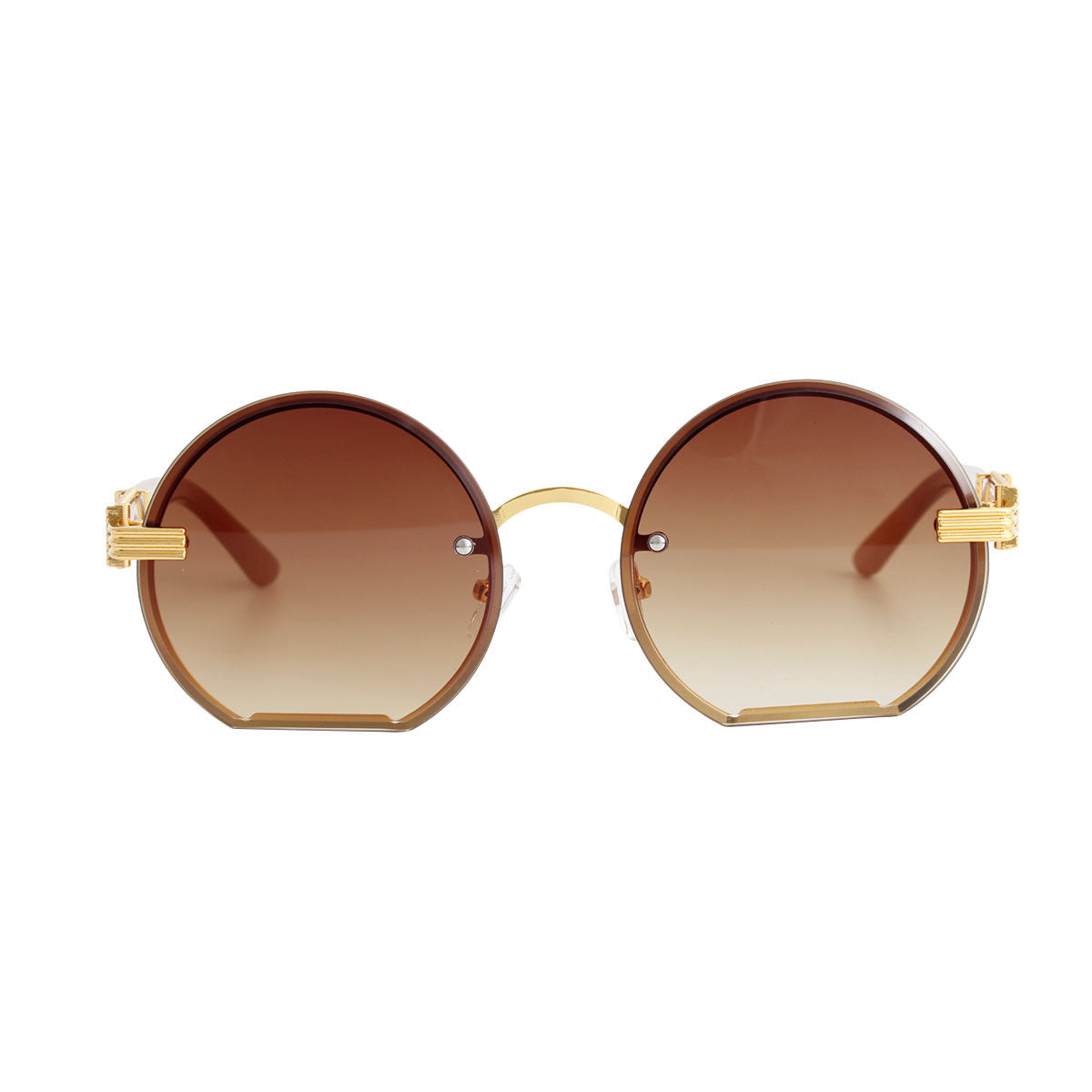 Brown Round Flat Sunglasses|5.5 x 2 inches - Premium Wholesale Fashion Accessories from Pinktown - Just $13! Shop now at chiquestyles