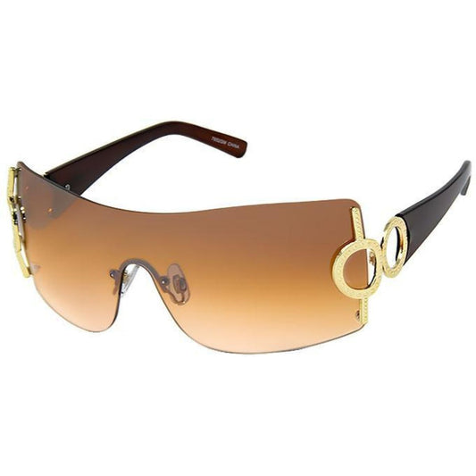 Brown Gold Circle Sunglasses|6.2 x 2.1 inches - Premium Wholesale Fashion Accessories from Pinktown - Just $13! Shop now at chiquestyles