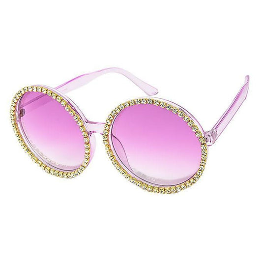 Purple Round Stone Sunglasses|6.25 x 2.75 inches - Premium Wholesale Fashion Accessories from Pinktown - Just $12! Shop now at chiquestyles