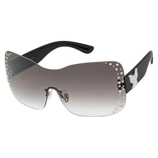 Black Silver Rimless Butterfly Sunglasses|6.15 x 2.35 inches - Premium Wholesale Fashion Accessories from Pinktown - Just $16! Shop now at chiquestyles