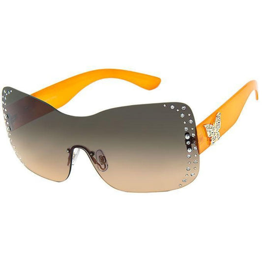 Orange Rimless Butterfly Sunglasses|6.15 x 2.35 inches - Premium Wholesale Fashion Accessories from Pinktown - Just $16! Shop now at chiquestyles