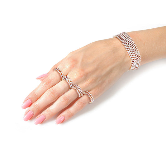 Gold Rhinestone Ring and Bracelet Set|Stretch to Fit - Premium Wholesale Jewelry from Pinktown - Just $15! Shop now at chiquestyles