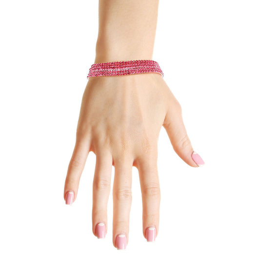 5 Strand Pink and Silver Bracelets|Stretch to Fit - Premium Wholesale Jewelry from Pinktown - Just $6! Shop now at chiquestyles