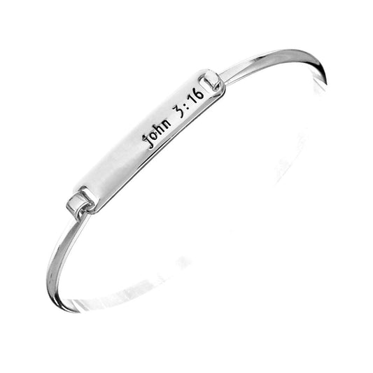 John 3:16 Silver Hook Bangle - Premium Wholesale Jewelry from Pinktown - Just $5! Shop now at chiquestyles