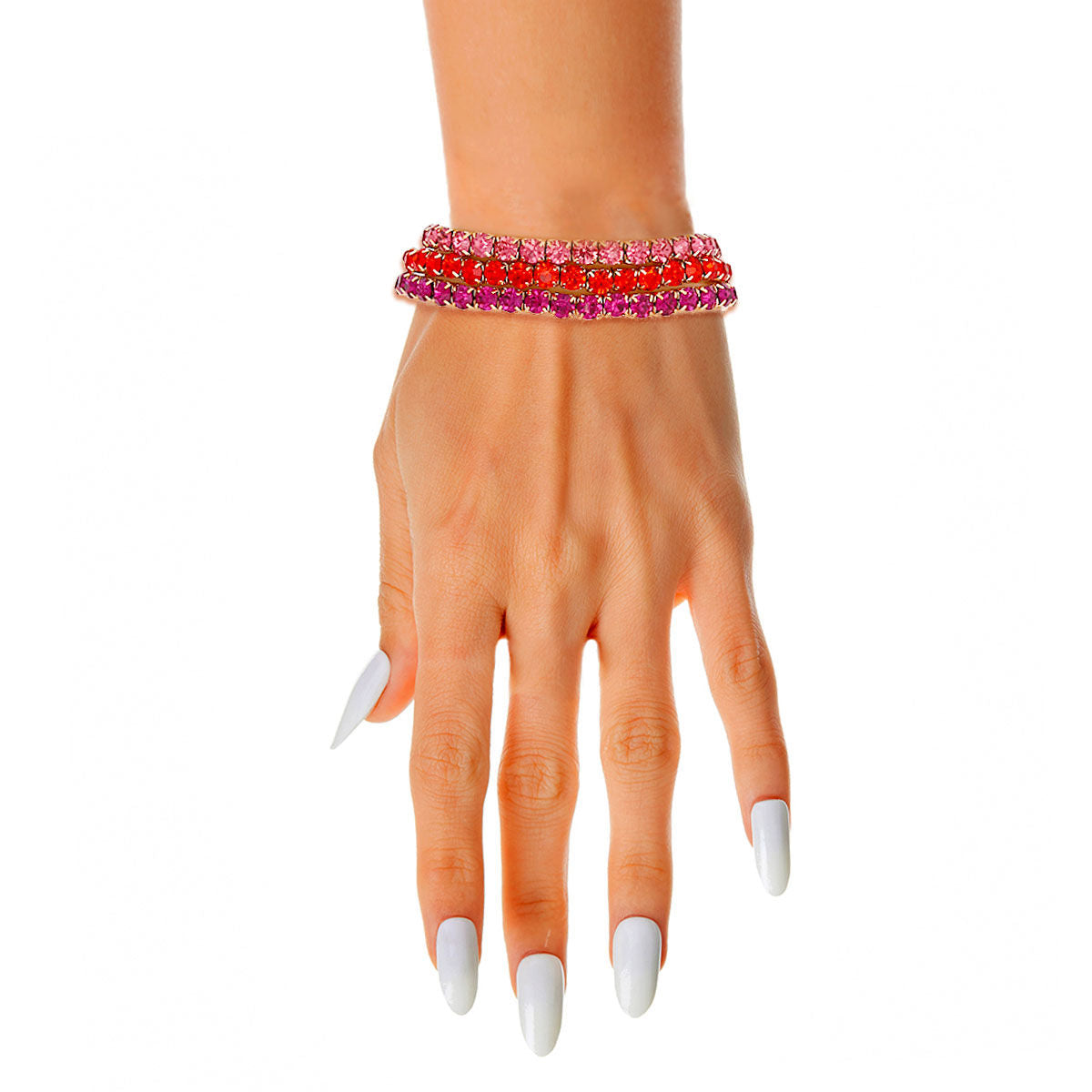 Multi Pink 5mm 3 Strand Bracelets|Stretch to Fit - Premium Wholesale Jewelry from Pinktown - Just $6! Shop now at chiquestyles