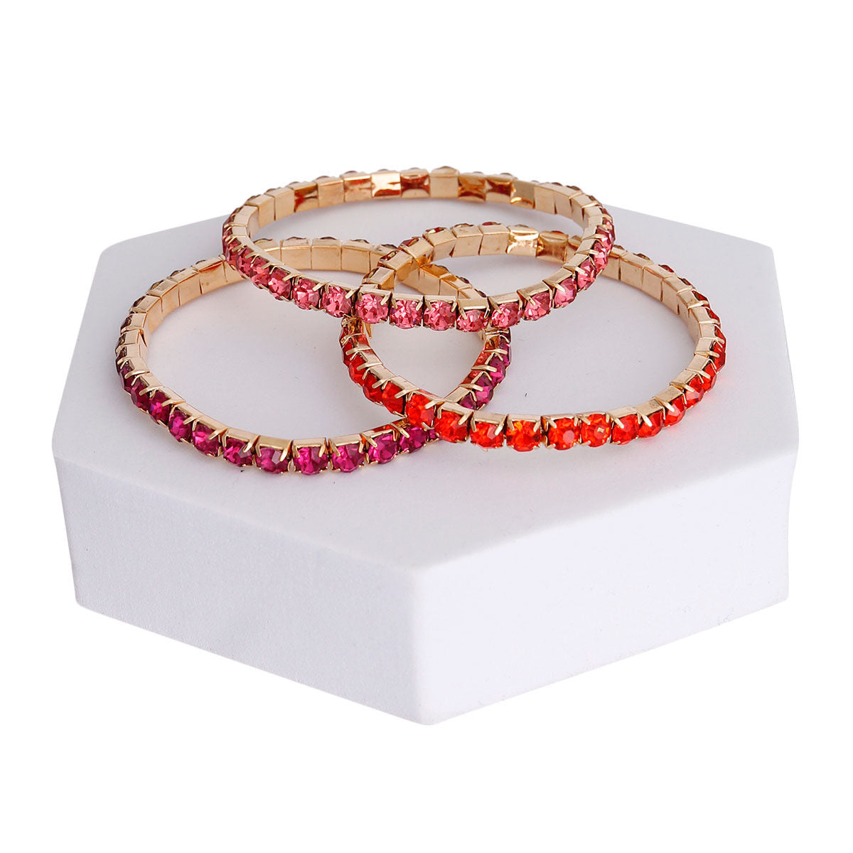 Multi Pink 5mm 3 Strand Bracelets|Stretch to Fit - Premium Wholesale Jewelry from Pinktown - Just $6! Shop now at chiquestyles