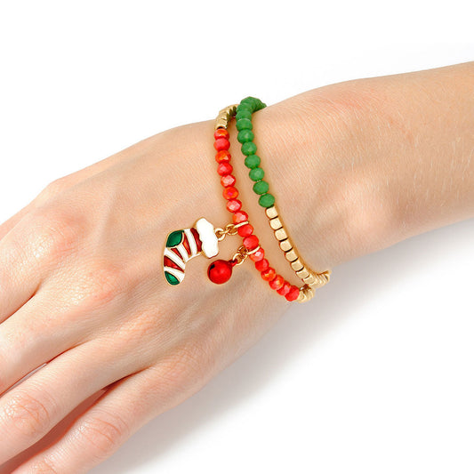 2 Pcs Xmas Stocking Bracelet - Premium Wholesale Jewelry from Pinktown - Just $8! Shop now at chiquestyles
