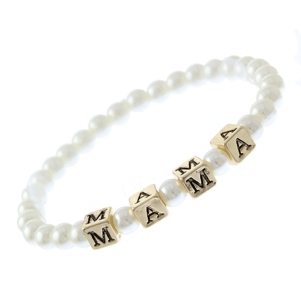 Cream Pearl Gold MOM Bracelet|Stretch to Fit - Premium Wholesale Jewelry from Pinktown - Just $7! Shop now at chiquestyles