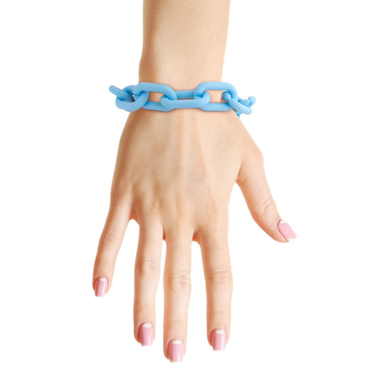 Aqua Rubber Coated Chain Bracelet|8 + 2 inches - Premium Wholesale Jewelry from Pinktown - Just $7! Shop now at chiquestyles