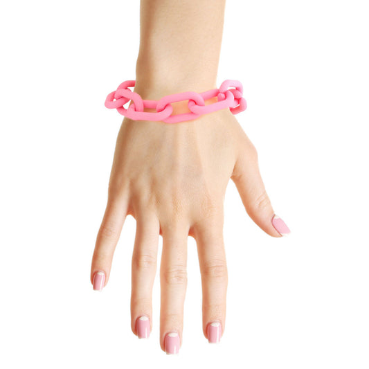 Pink Rubber Coated Chain Bracelet|8 + 2 inches - Premium Wholesale Jewelry from Pinktown - Just $7! Shop now at chiquestyles