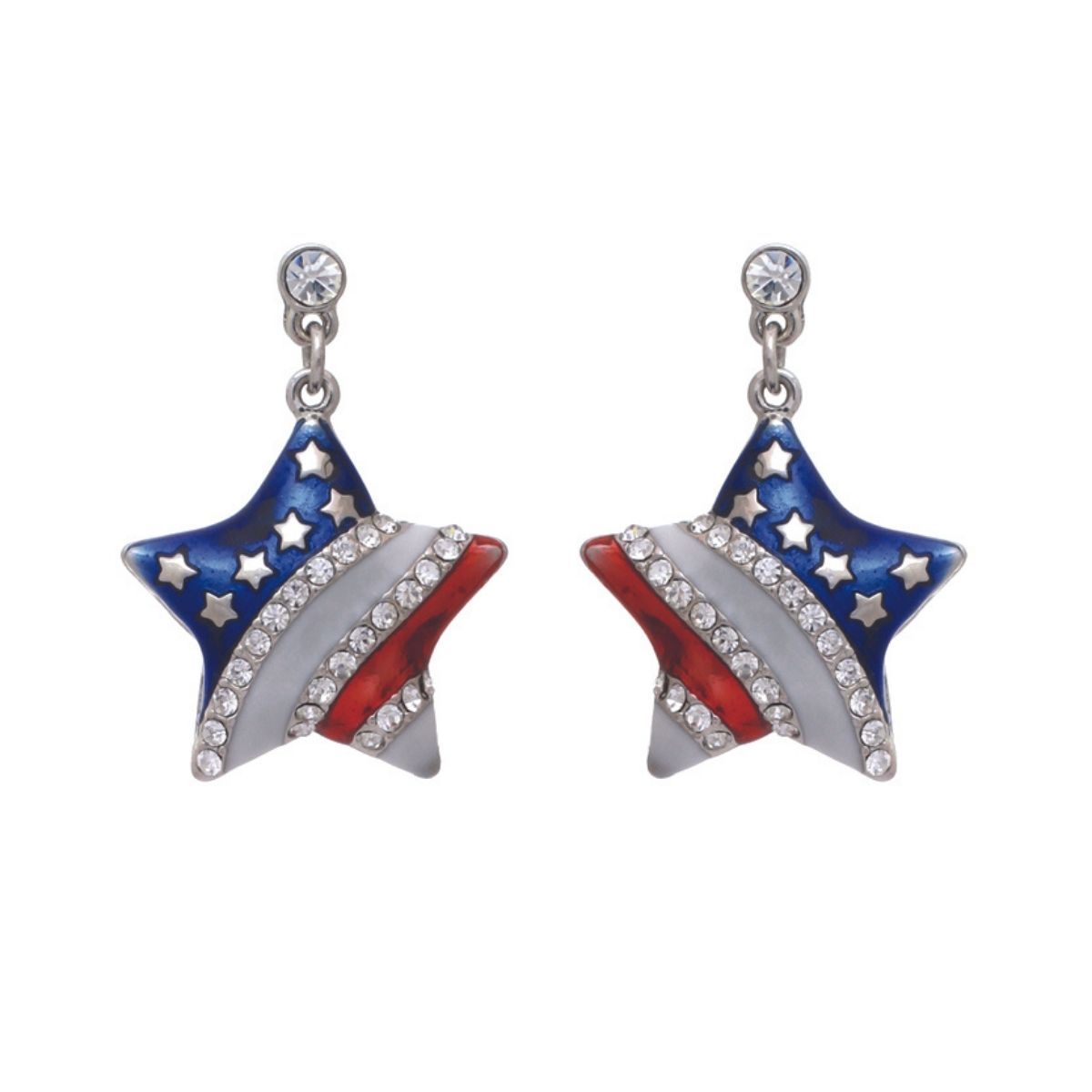 American Flag Star Metal Earrings|1.3 inches - Premium Wholesale Jewelry from Pinktown - Just $7! Shop now at chiquestyles