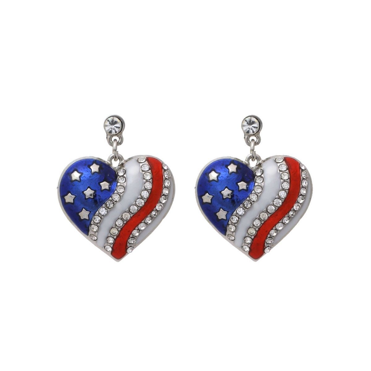American Flag Heart Metal Earrings|1.2 inches - Premium Wholesale Jewelry from Pinktown - Just $8! Shop now at chiquestyles