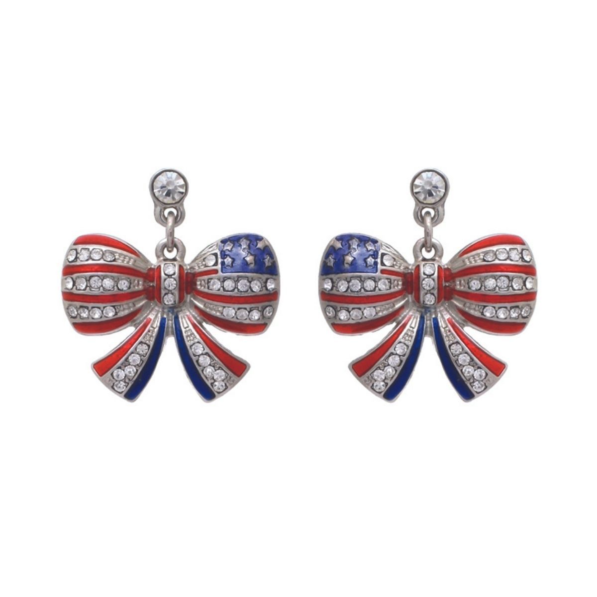 American Flag Ribbon Metal Earrings - Premium Wholesale Jewelry from Pinktown - Just $8! Shop now at chiquestyles
