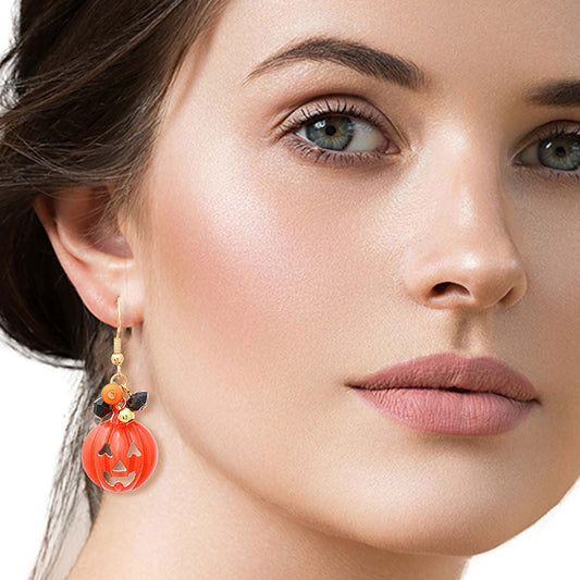 Orange Jack O Lantern Fish Hooks|1.7 inches - Premium Wholesale Jewelry from Pinktown - Just $6! Shop now at chiquestyles